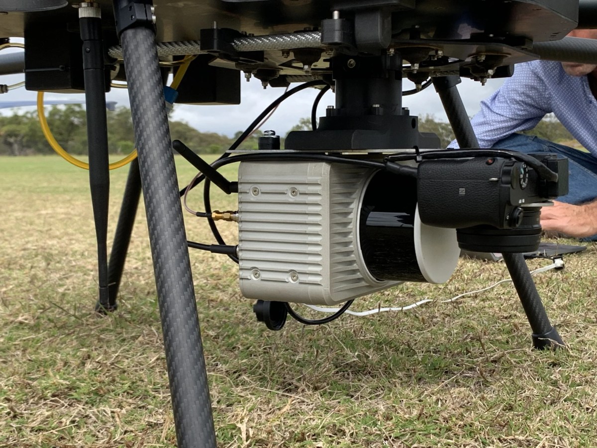 Close-up of a Klau Brumby LiDAR and camera integration on ScanLift Orbit