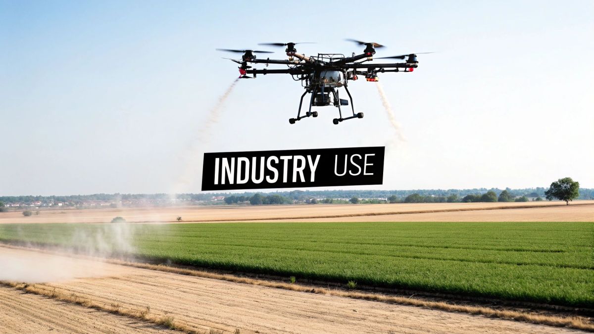 A large agricultural drone spraying a field in regional Australia