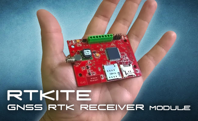 Picture North's SmaRTK GNSS RTK receiver chipboard being held in a hand.