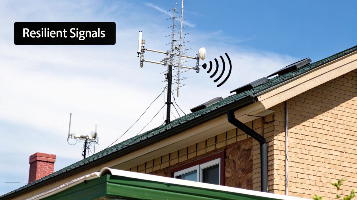 An intricate diagram showing how signals are processed by an anti jamming device